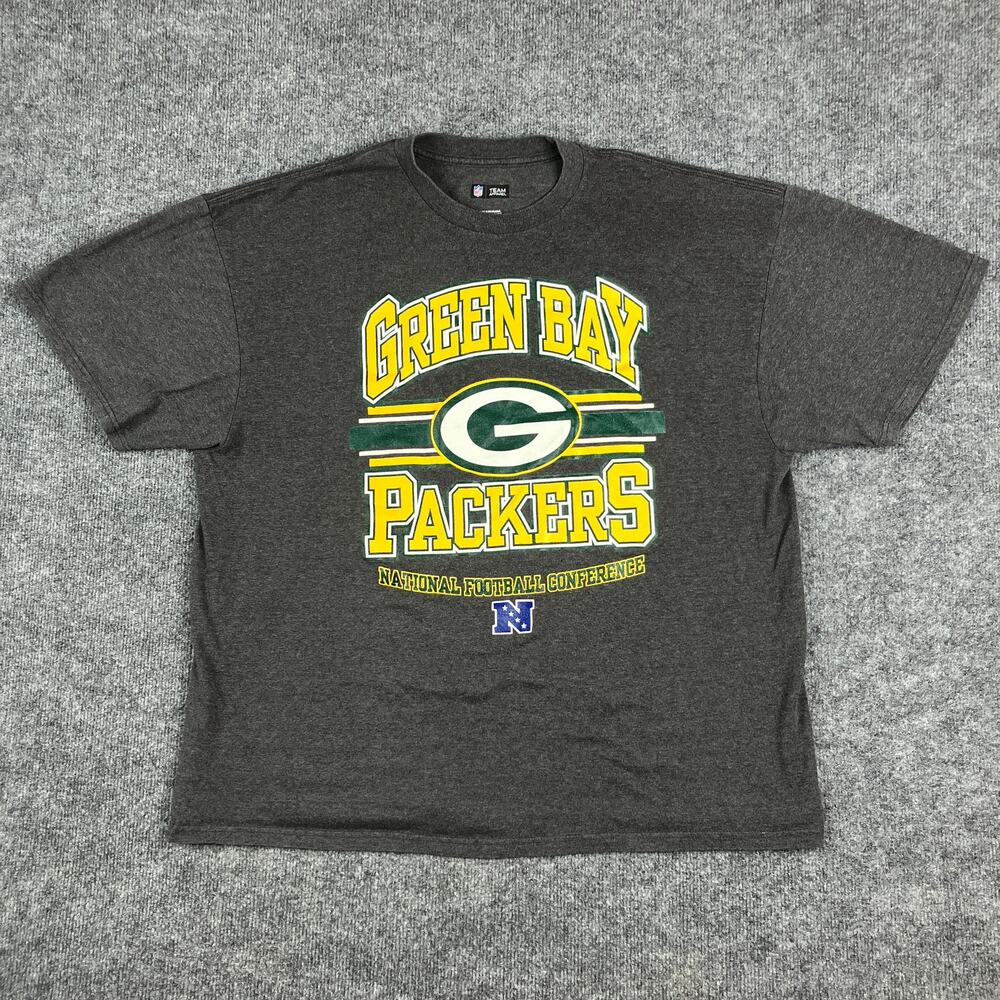 NFL Team Apparel Shirt Mens 2XL Green Bay‎ Packers Gray Graphic Football Tee